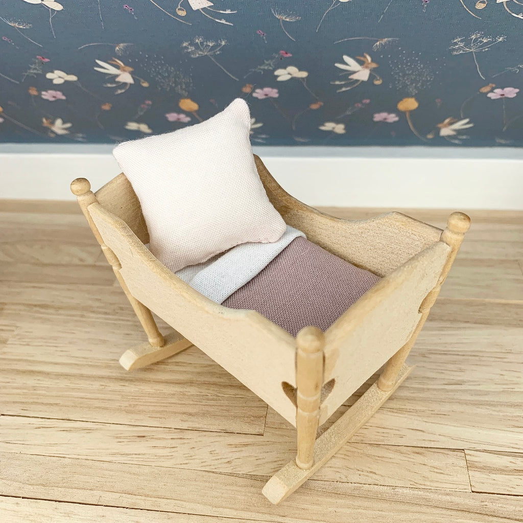 Wooden Dollhouse Cradle